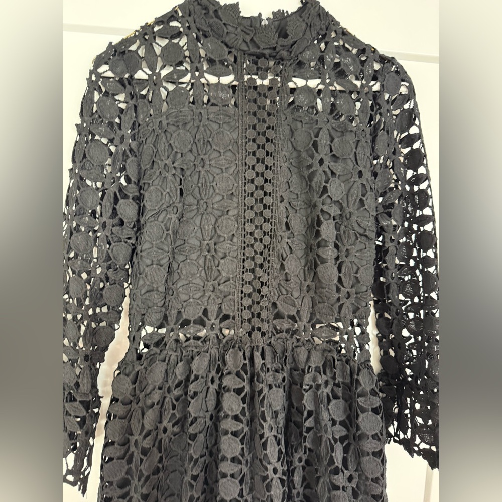 Black Lace Long Sleeve Dress - Picture 6 of 8